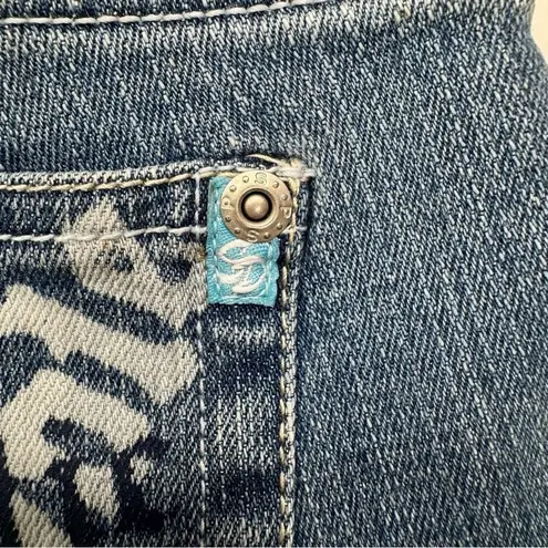 South Pole Y2K Cropped Embellished Patched Graffiti Denim Capri Jeans Grunge Blue Size undefined