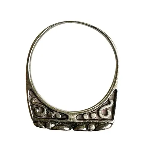 Sterling Silver Filigree Flat Top Band vintage Ring 925