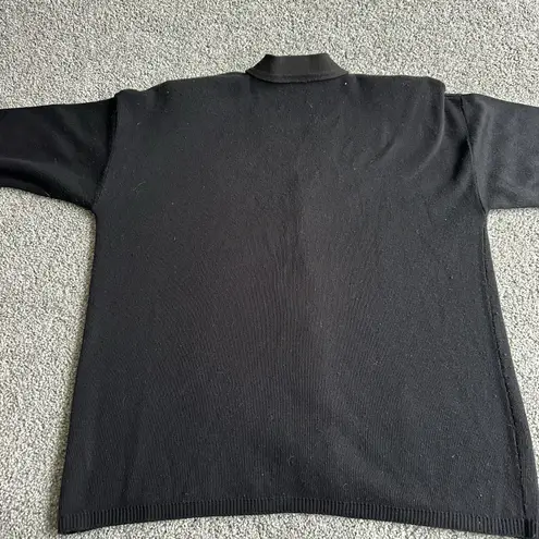 Bay Point Threads women's black cardigan sweater w/gold trim glitter, size Large