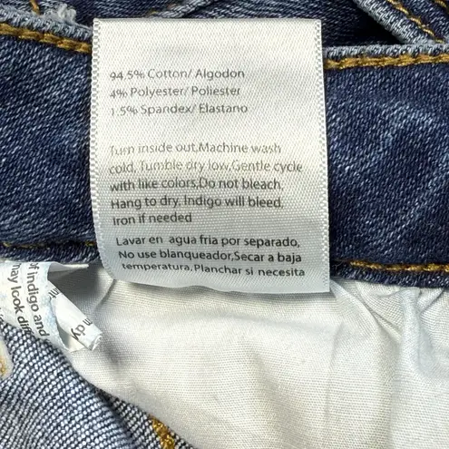 Risen High Rise Front Slit Frayed Hem Flare Jeans Size 1XL Bohemian Hippie Retro Blue