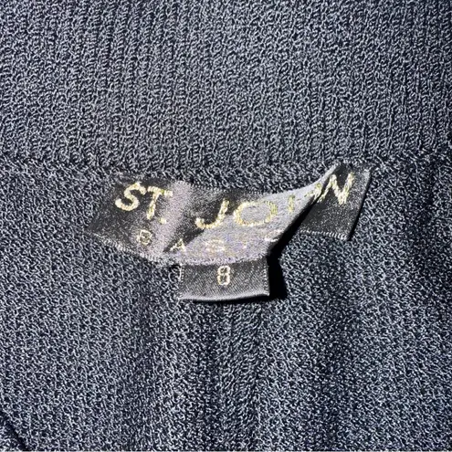 St. John Basics Black Straight Wide-Leg Knit Pants Size 8