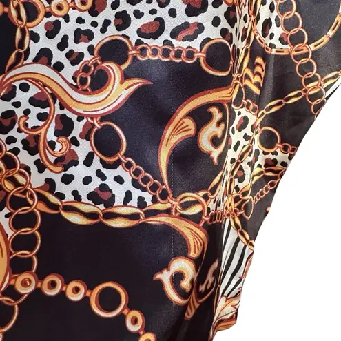 Rocawear Women’s Sz XL Animal Print Cami Satin Sleepwear Short Set Chains NWT