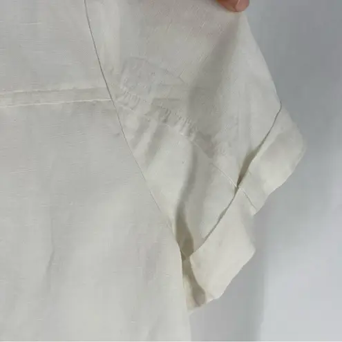 East 5th White Linen Blazer 3 Button Closure Short Sleeve Lightweight Pockets XL