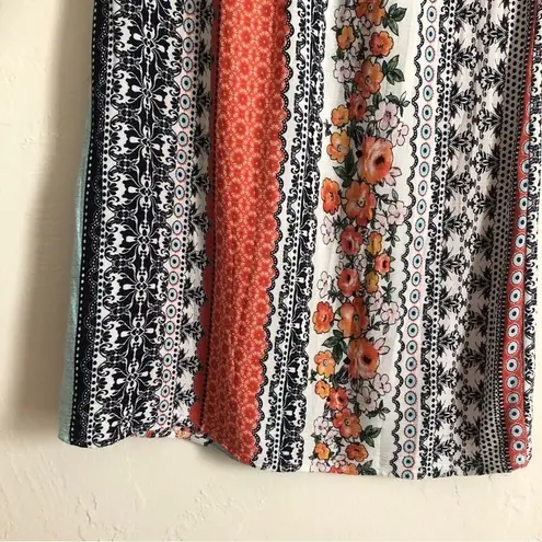 Military Hippie Mutli Color Patterned Striped Long Sleeve Boho Beach Mid Dress