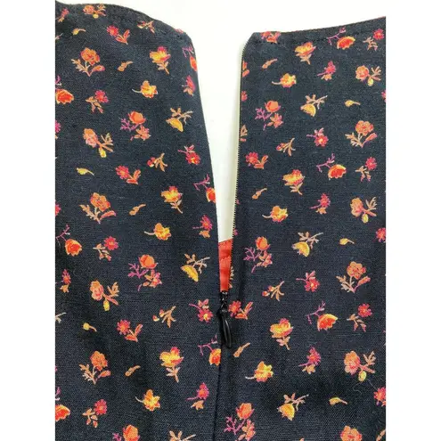 Vintage Cottagecore April Cornell Flax Blend Ditsy Floral Grunge Maxi Dress Sz M Black Size M