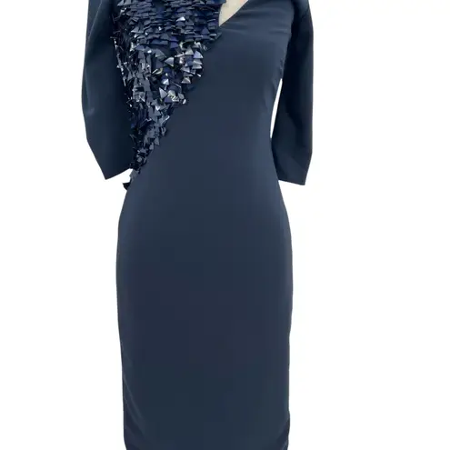 Cushnie et Ochs Larissa Sequin Pencil Dress Navy Blue Size XYZ *Damaged