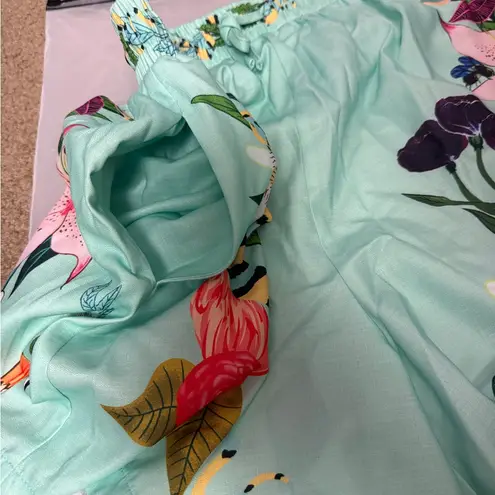 Commense Mint Green Oversized Floral Print Shorts Set Size M