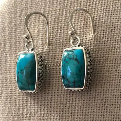 Sterling Silver BARSE Turquoise Rope Braid Framed Drop Earrings