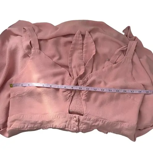 Button Front Midi Dress Womens 2X Smocked Fairy Cottagecore Soft Girl Romantic Pink