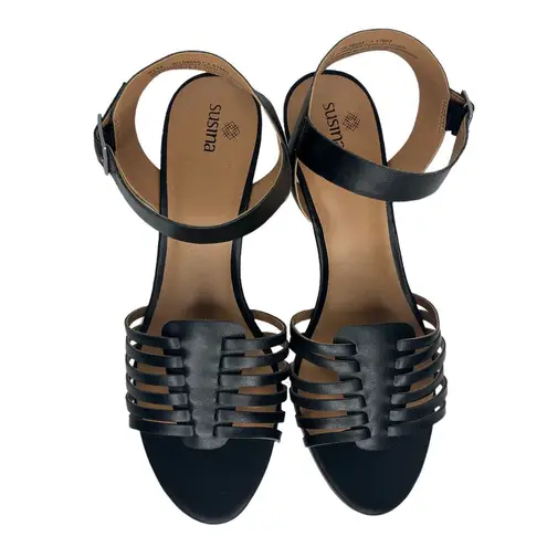 Susina Black Terra Wedge Sandal