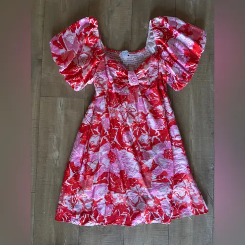 Petal and Pup Maggie Mini Dress Floral Pink and Orange