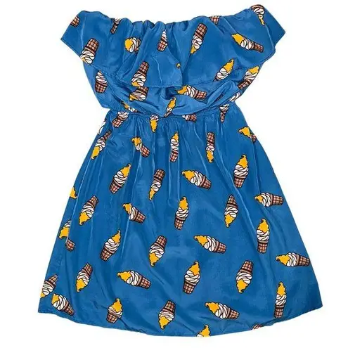 Peaches Ń Cream Strapless Blue Dreamsicle Ice Cream Print Women’s Dress