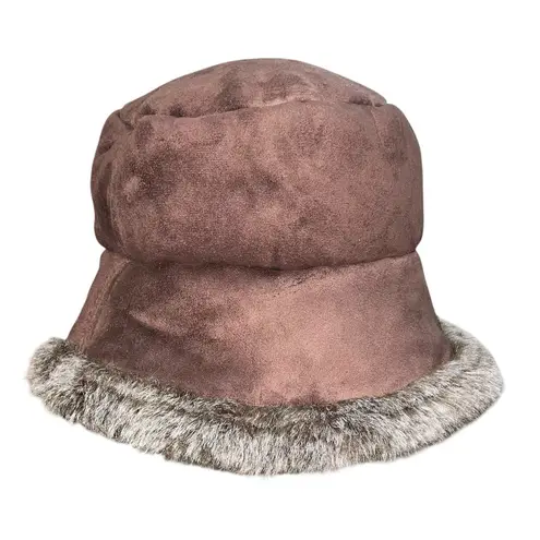 Daniele Meucci Bucket Hat Cap Faux Fur Made in Florence Italy OS Holiday Brown