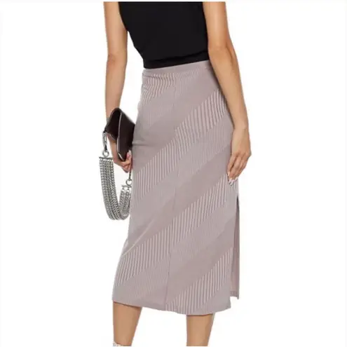 Walter Baker Annika Mauve Dusty Purple Ribbed Stretch Knit Midi Skirt Small