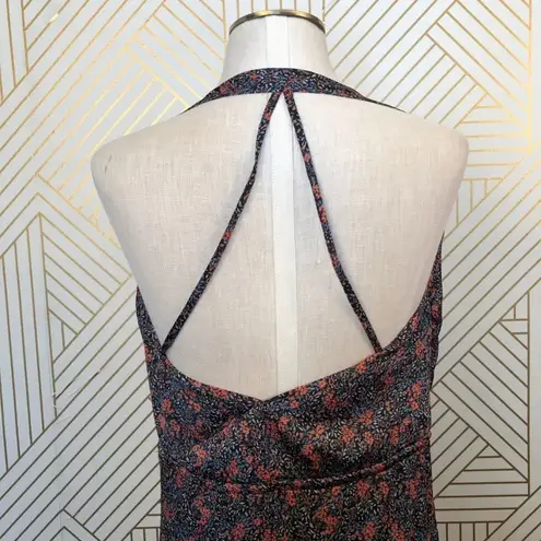 Avec Les Filles Blue Floral Wrap Ruffle Maxi Dress