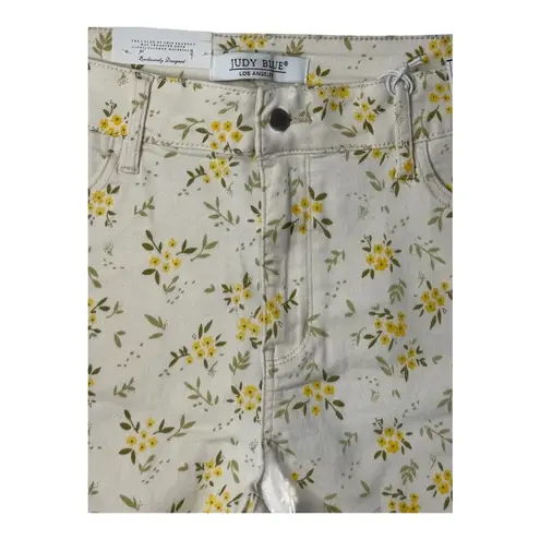Judy Blue Los Angeles Floral Print Denim Shorts Mid Rise Women Size XL NWT