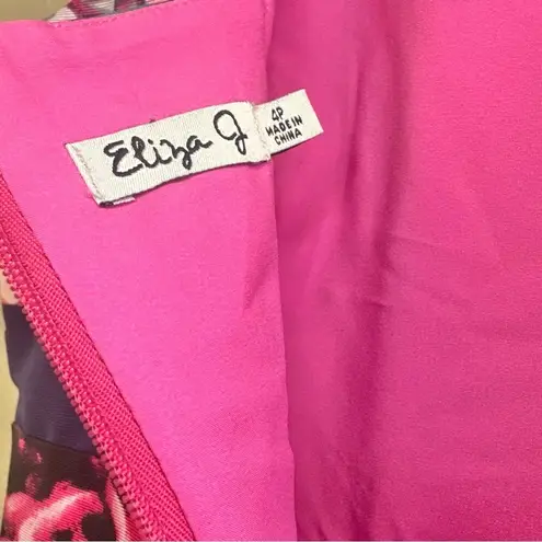 Eliza J Floral Print Faille Fit & Flare Dress Back Cut Out Flare Skirt Petite