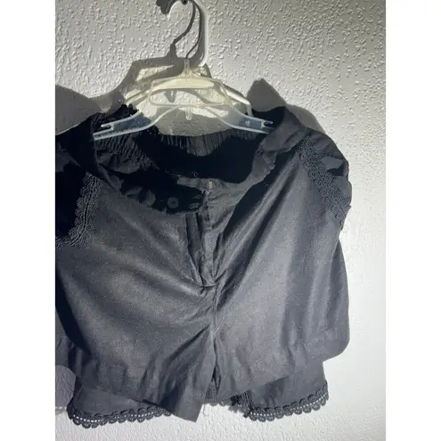 House of Harlow 1960 Black Sleeveless Lace-Trim Top & Shorts Set - Size M