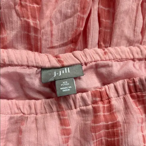 J. Jill Pink Bubble Midi Skirt with Smocked Ruffles Size XS