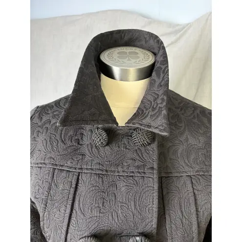 Arden B Black Jacquard Brocade Belted Victorian Gothic Coat Medium