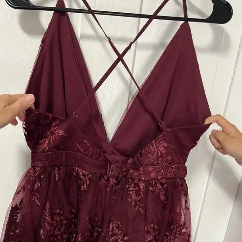 NWT Lulus A Love To Remember wine Red lace skater backless dress Medium