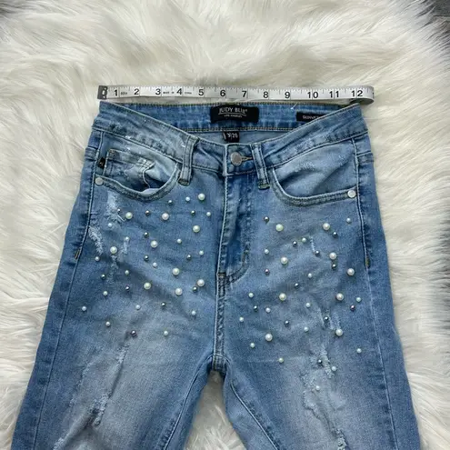 Judy Blue Pearl & Silver Embellished High Rise Skinny Jeans