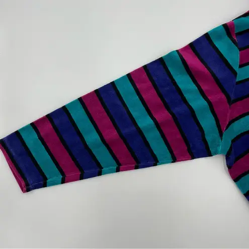 Vintage Sweatshirt Striped Mock Neck Terrycloth Size 2X Top Long Sleeve Women Pink