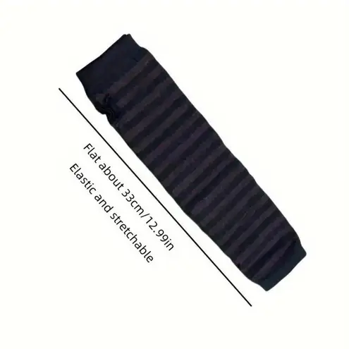 1 Pair of Black and grey striped fingerless gloves