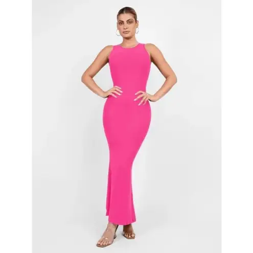 Popilush Hot Pink Ribbed Shapewear Crewneck Maxi Dress 4XL NWT Size 4X