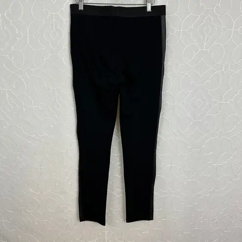 BCBG MaxAzira Bayle Pants Womens Medium Black Faux Leather Accents