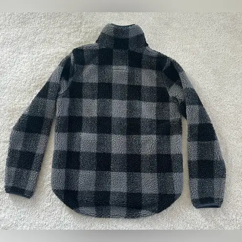 Abercrombie & Fitch  Sherpa checkered plaid zip up sweatshirt jacket xxs