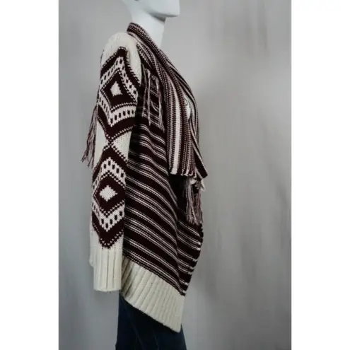 Black Swan Knit Tribal Fringe Boho Cardigan Sweater Size Small