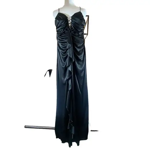 Sexy Ruched Hourglass Black Dress Rhinestones 5/6 Formal Prom Evening Gown