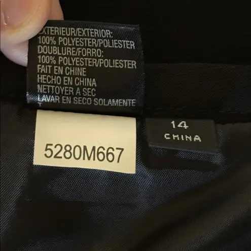 Tahari ASL Black Pencil Skirt With Front Slit Women’s 14 NEW