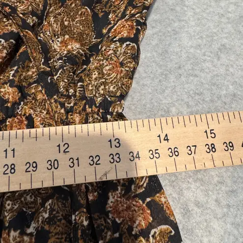 Moon River Tiered Ruffle Maxi Dress Womens Medium Fall Brown Black Metallic Gold