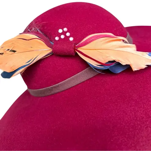 Vintage Burgundy Felt Hat Wide Brim Kurt Jr. by Tom Horn, Small Fit, Occasional Red