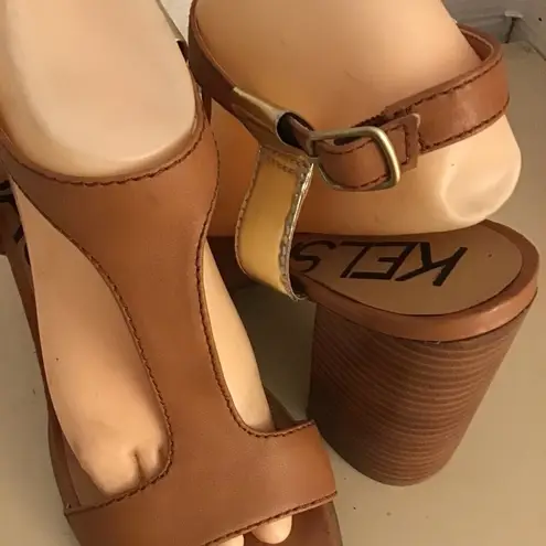 Kelsi Dagger Kelsi women chestnut brown leather heel sandals US 10
