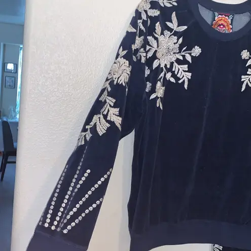 Johnny Was Leona Relaxed Velour Raglan Matching Pant & Sweatshirt Set