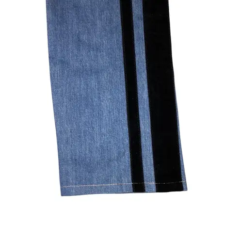 Per Se Velvet Trim Jeans in Blue Denim Size 12 EUC