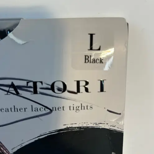 Natori  Feather Lace Net Tights Black Size Large L - Image 4