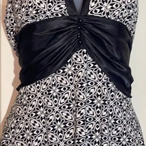 Alyn Paige Black White Print Halter Top Dress Asymmetrical Hemline Wear 3 Ways M