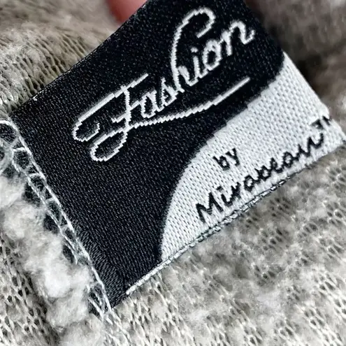 Fashion by Mirabeau Grey White Sherpa Fleece Pullover Quarter Zip Size Large Gray