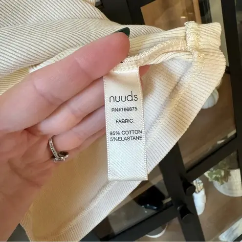 Nuuds baby tee cropped top ribbed beige fitted bone crewneck short sleeve skims Tan Size XS