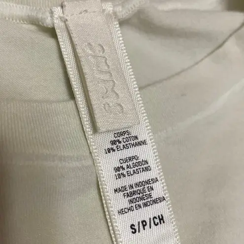 SKIMS Women's Cream Yellow Round Neck Short Sleeve Crop Tee T-shirt Top Size S