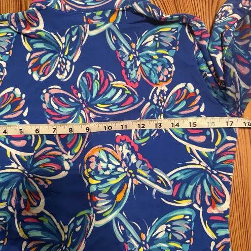 IBKUL Top Women Small 1/4 Zip Blue Butterfly UPF50+ Mesh Sleeves Golf Pickleball