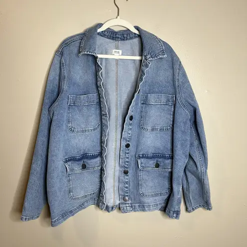 a.n.a  2X Denim Jacket Chore Coat Utility Denim Boho Preppy Plus Minimalist Capsule