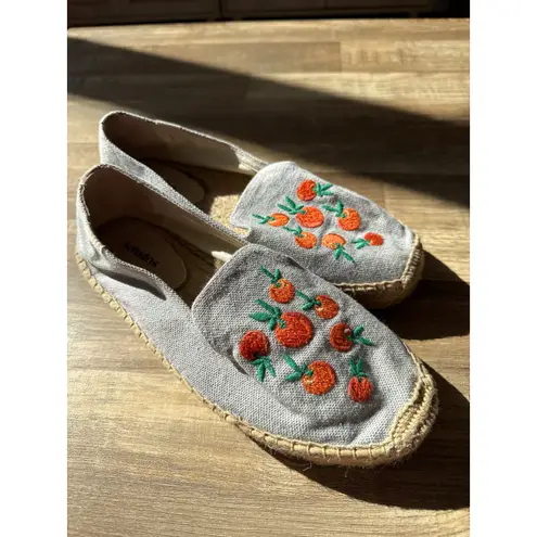 Soludos Women Anthropologie Clementine Embroidered Chambray Espadrilles sz 8.5