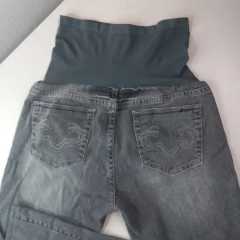 A pea in the pod M Flare Faded Look Stitched Pocket Maternity Jeans Gray Black