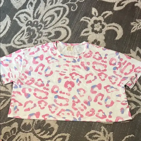 Fantastic Fawn Pink and Blue Leopard Crop Top
