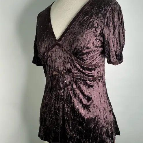 Crushed Velvet Cool Brown Witchy Cap Sleeve V